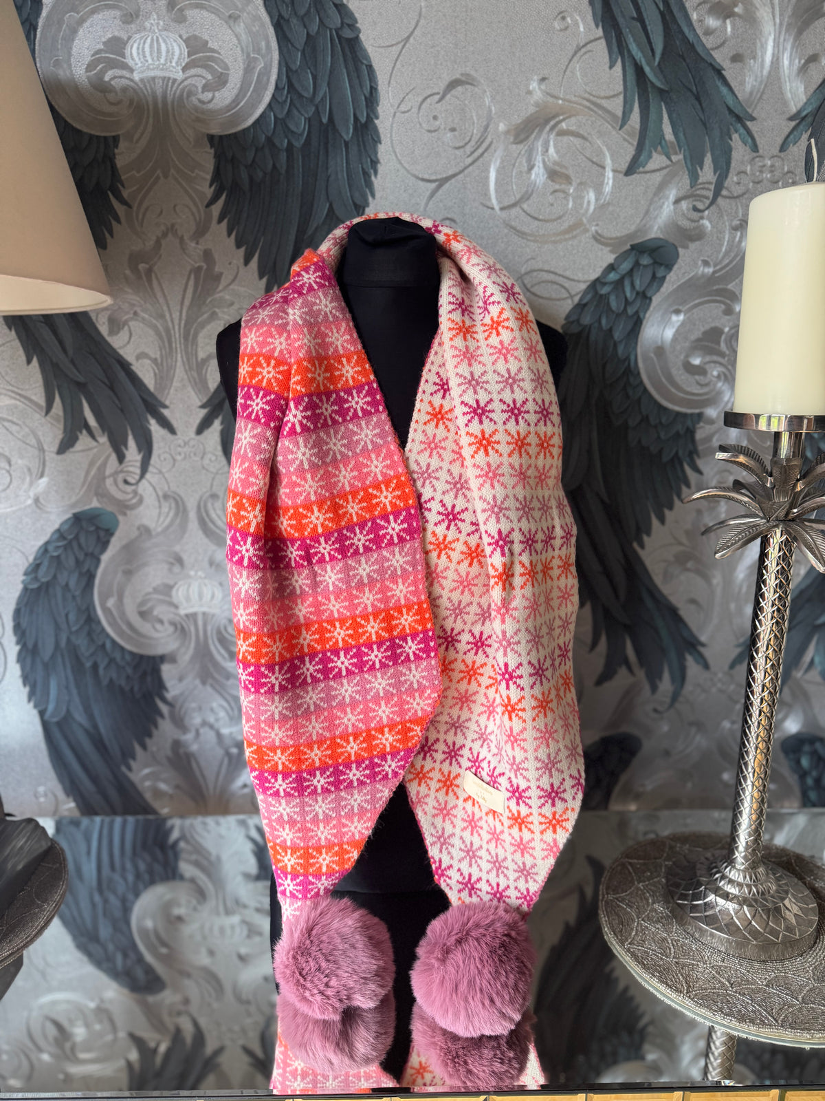 Pom Snowflake Scarf