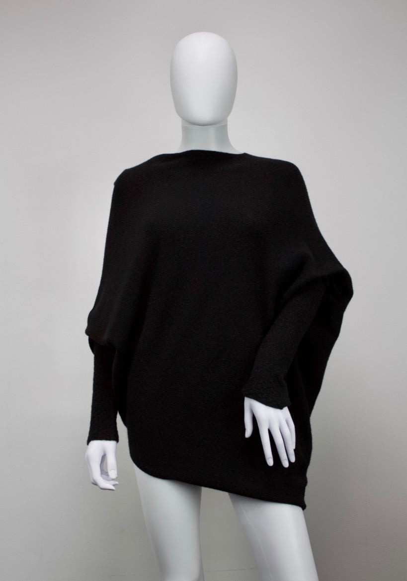 Asymmetrical Jumper with Waffle Sleeve