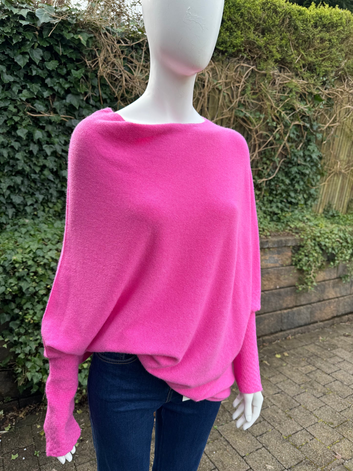 Asymmetrical Jumper with Waffle Sleeve