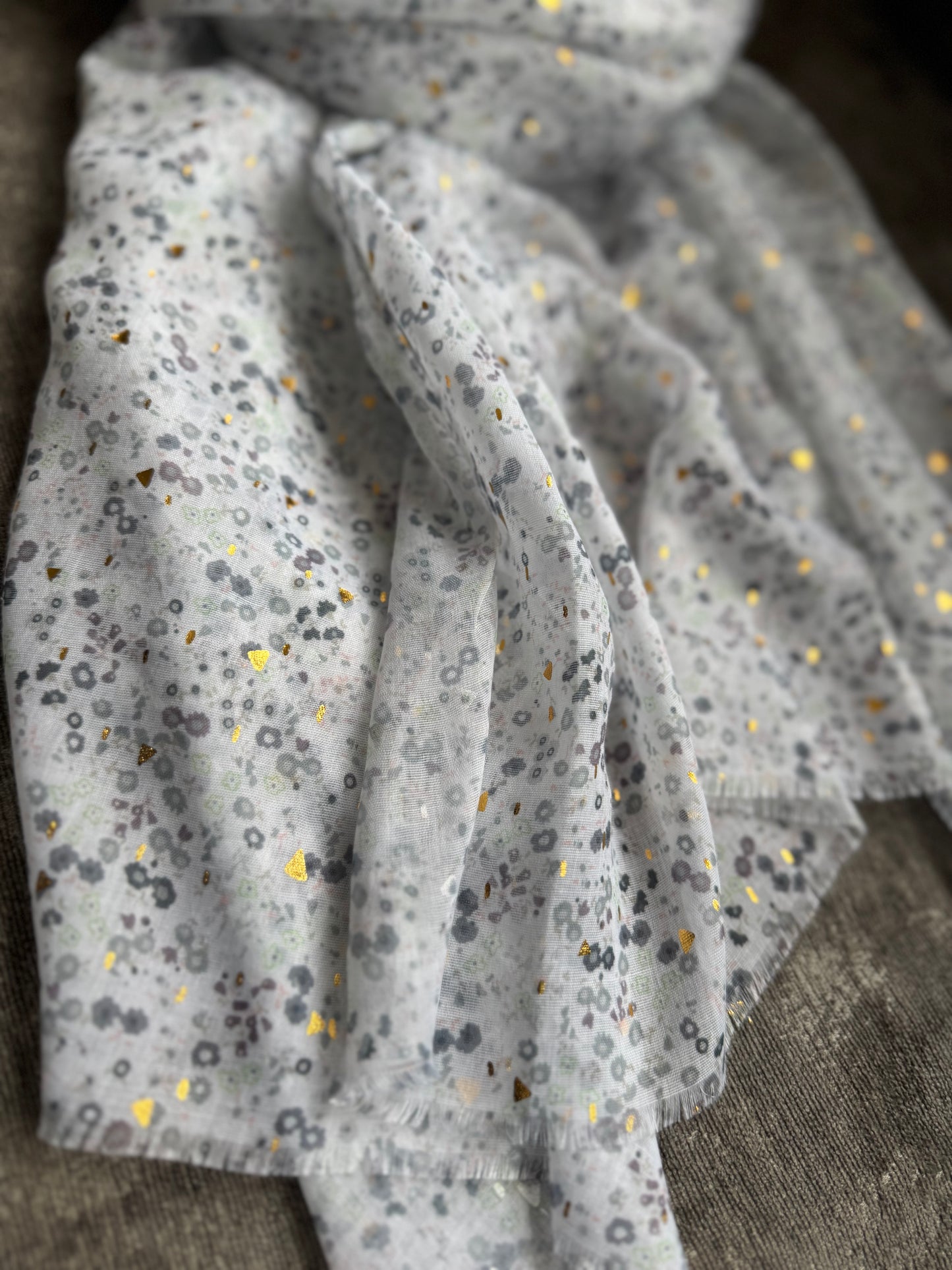 White and Gold Foil Scarf