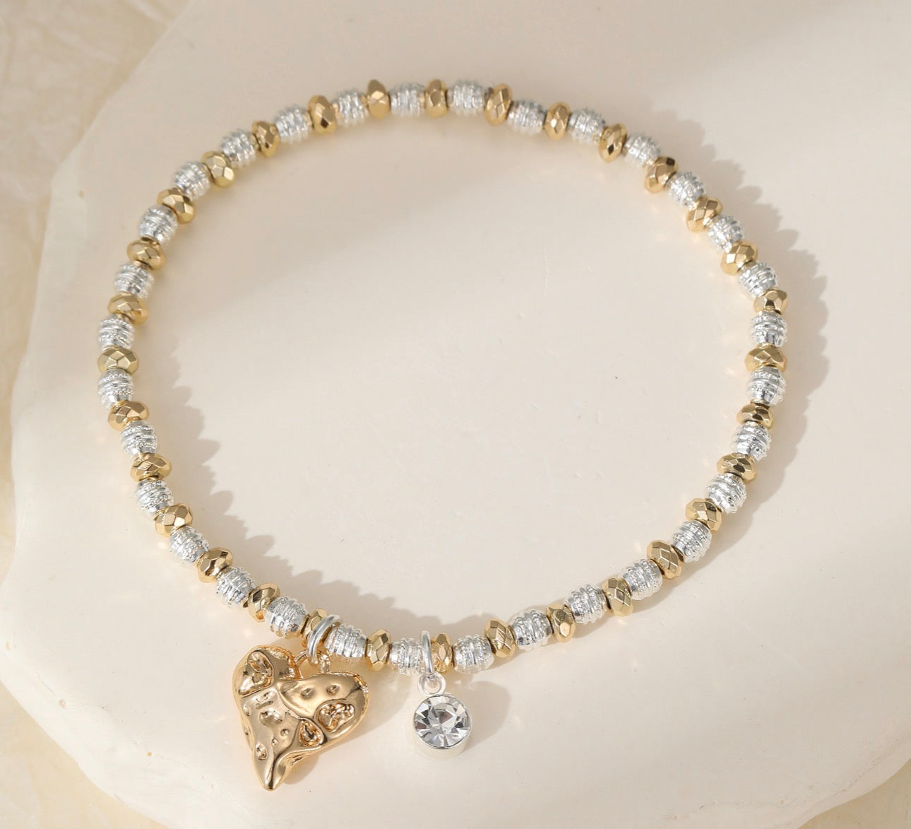 SS26 Hammered Heart with Charm Bracelet